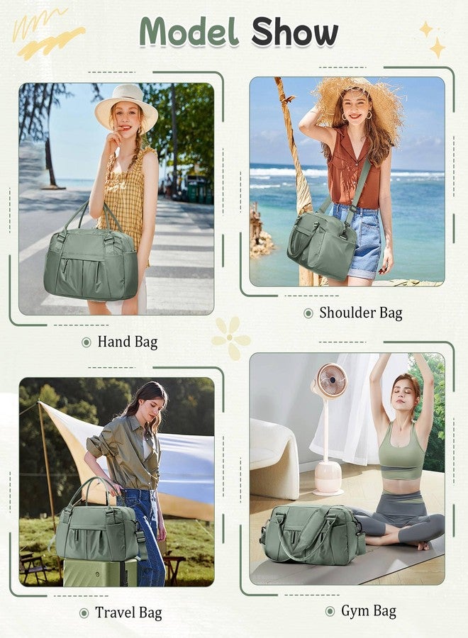 BJLFS Travel Duffel Bag for Women - Small Waterproof Weekender Tote Carry on Bag with Shoe Compartment, Wet Pocket & Trolley Sleeve - Ideal for Gym, Yoga, Swim, Dance & Workout Green - Image 2